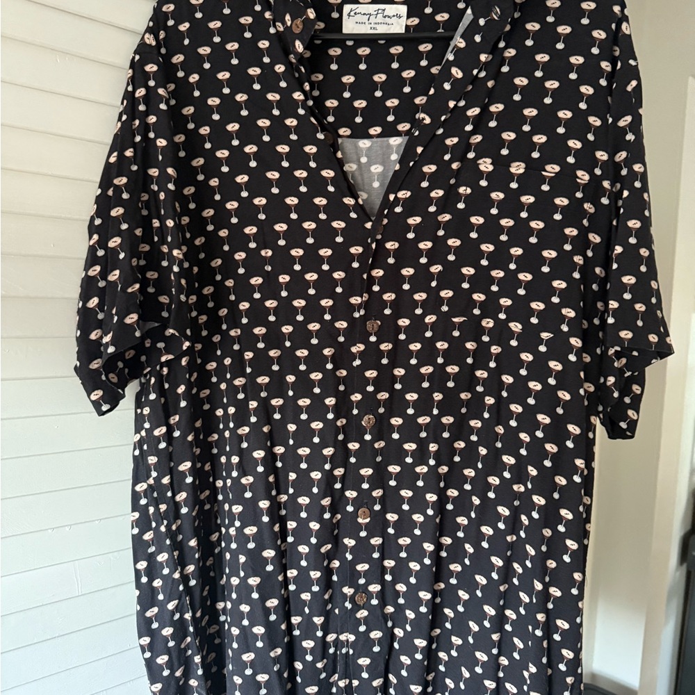 Black Button-Up Shirt with Pattern